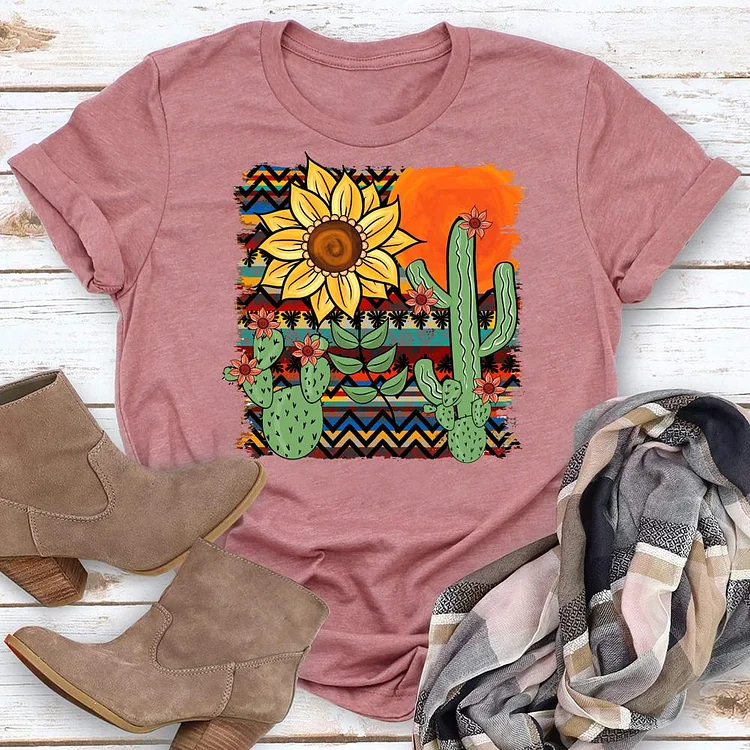 Flower Cactus Western style T-Shirt Tee -06071-Annaletters