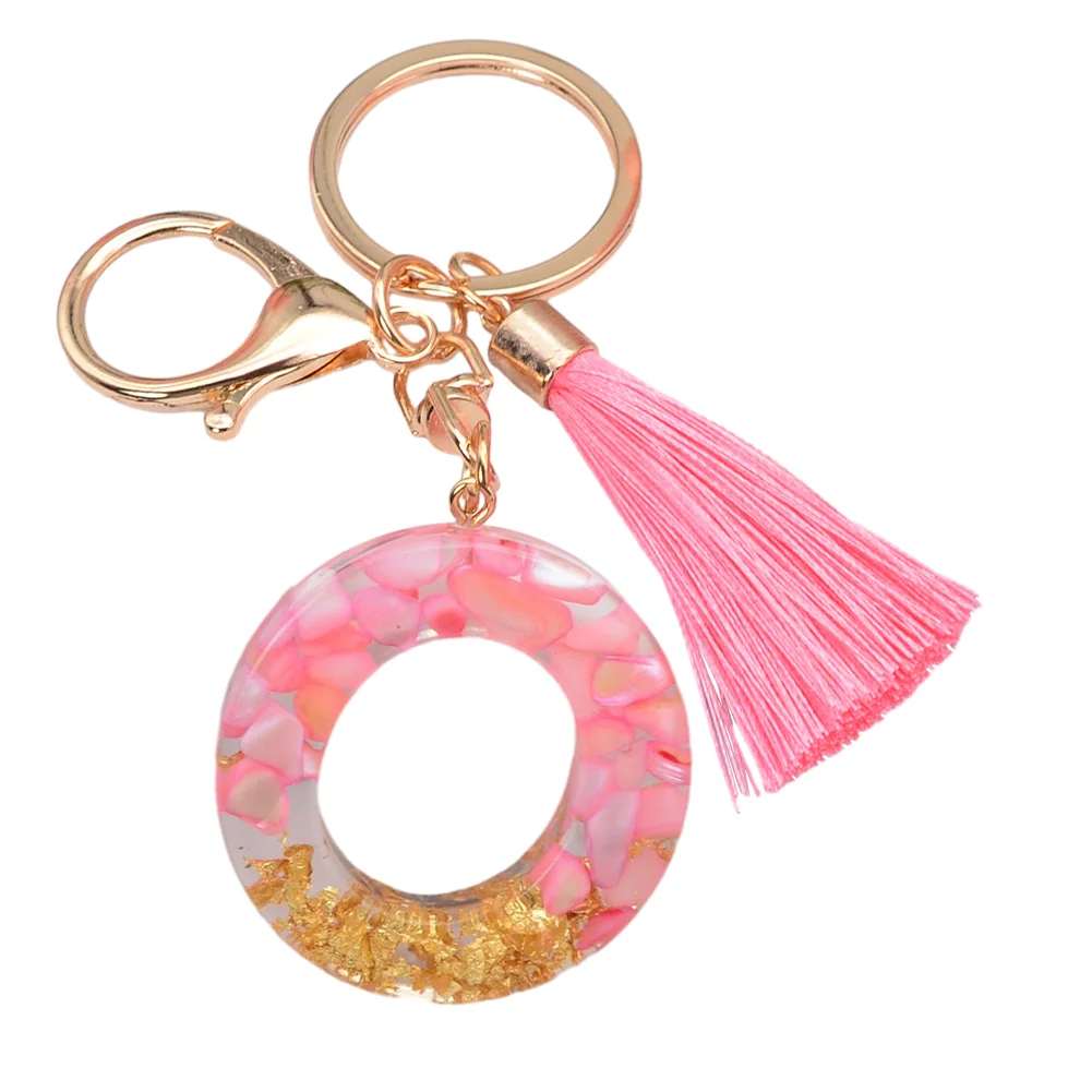 Resin Initial Key Ring with Tassel Alphabet Keyring for Car Keys Wallet Handbags