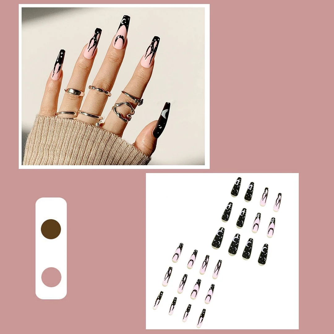 New Artificial Long Coffin Fake Nails Ballerina Manicure Tool Chinese Taiji False Nail Detachable Full Cover Nail Art Accessorie