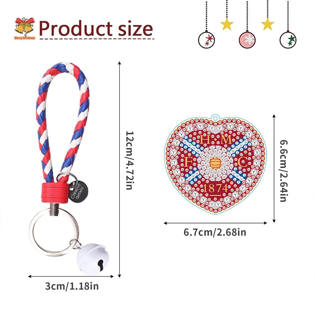 【Upgrade】DIY Heart of Midlothian F.C. Logo Double Sided Rhinestone Painting Keychain Pendant for Adult