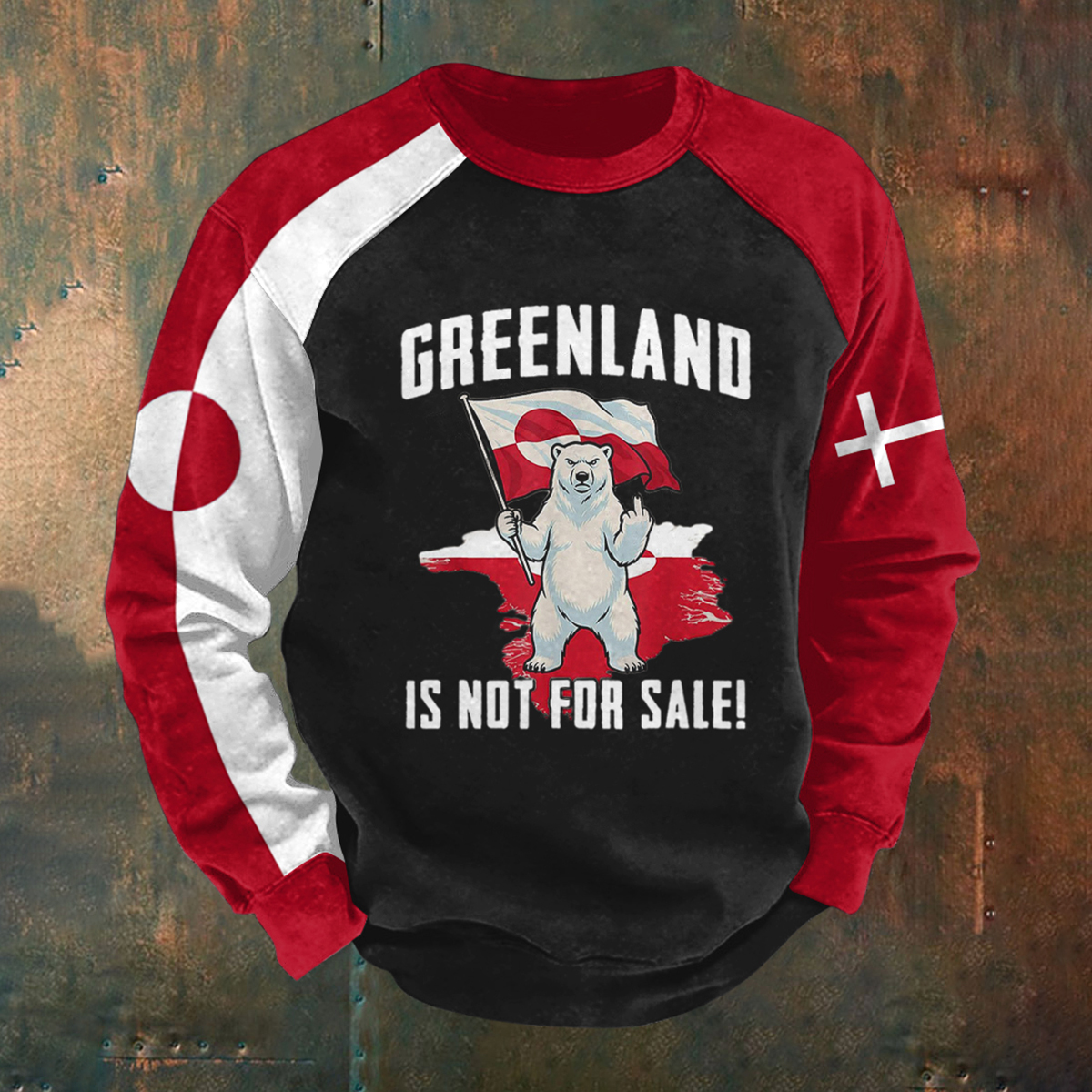 Men's Greenland Is Not For Sale Printed Casual Crew Neck Sweatshirt artswardrobe