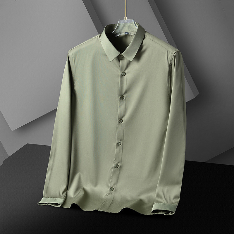 Raptureculture fashion clothes men New Spring Summer Men's Shirt Non-Ironing Anti-Wrinkle Business Casual Solid Color Elastic Smooth Long-Sleeve Social Work Shirt