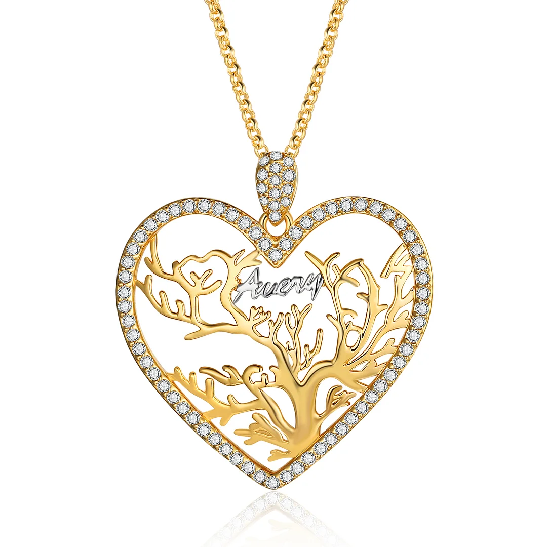 Personalized Heart Name Necklace Custom Name Family Tree Necklace