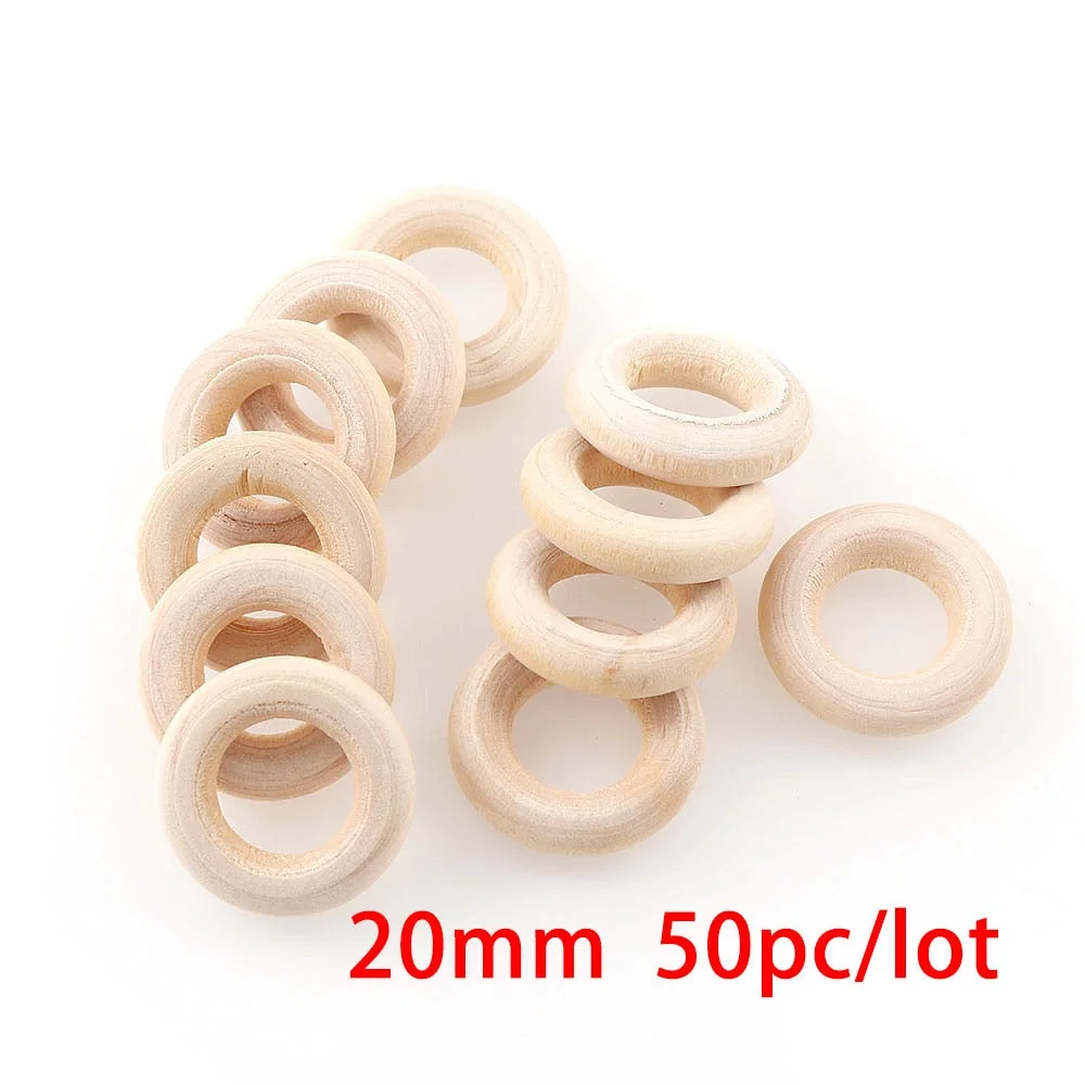 Natural Color DIY 2-6cm Wooden Beads Pendant Connectors Circles Rings Beads Unfinished Natural Wood Wall Hanging Ornament