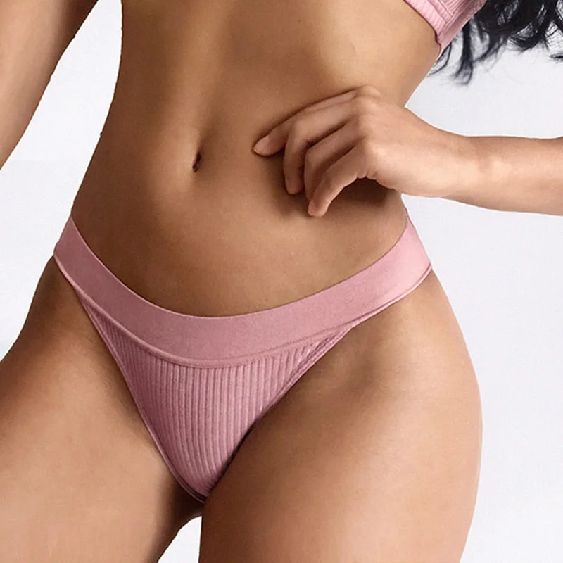 Comfort Breathable Cotton Thread Panties Women G String Sexy Seamless Briefs Lingerie Low Waist Intimates Underwear lenceria