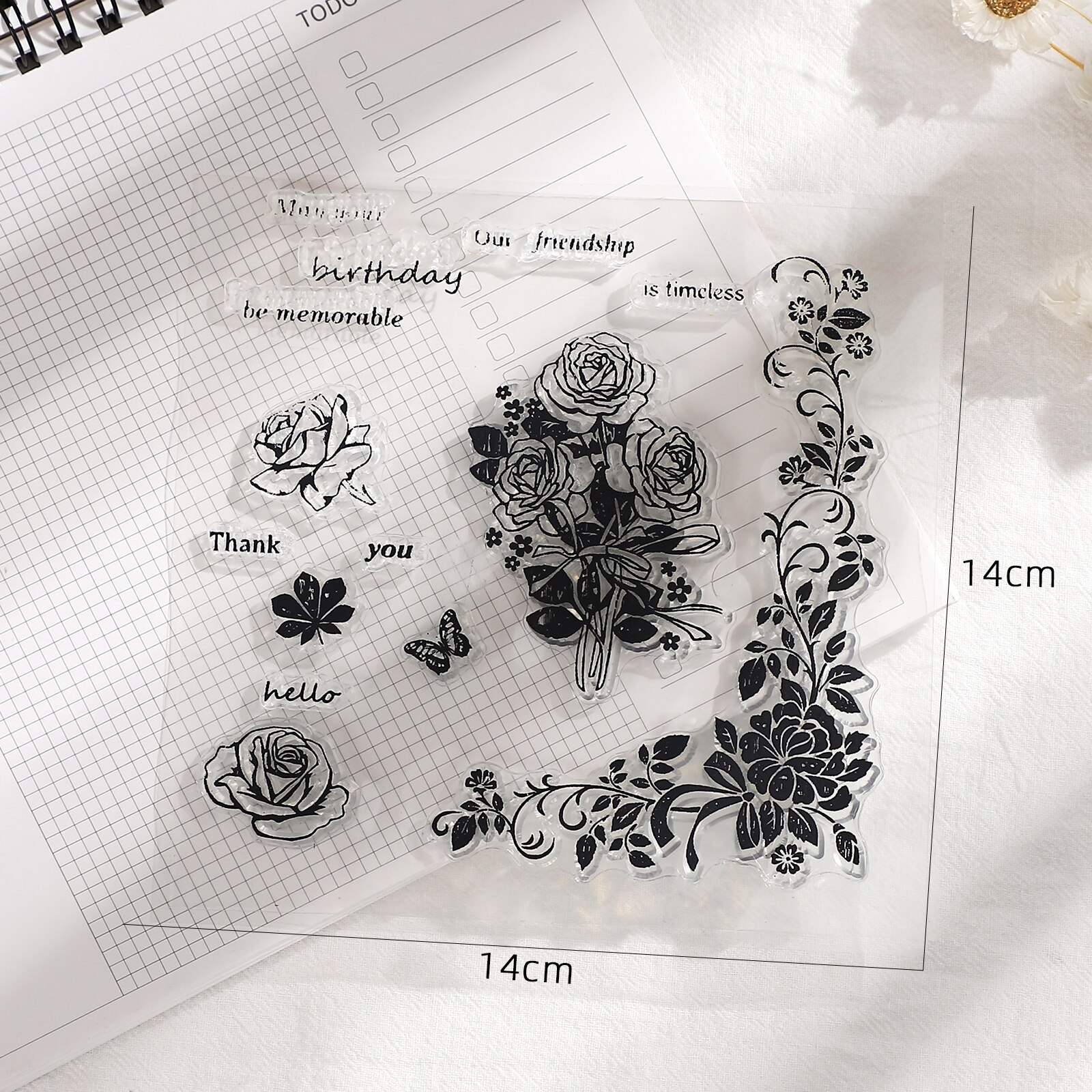 JOURNALSAY Transparent Flowers Plants Girls Silicone Stamps DIY Journal Material Scrapbooking
