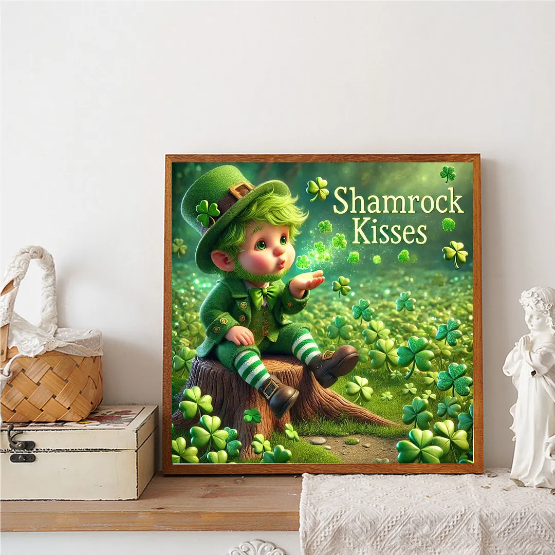 St Patricks Day Elf Full DIY 5D Round Drill Diamond Art Kits for Home Wall Decor 40x40cm