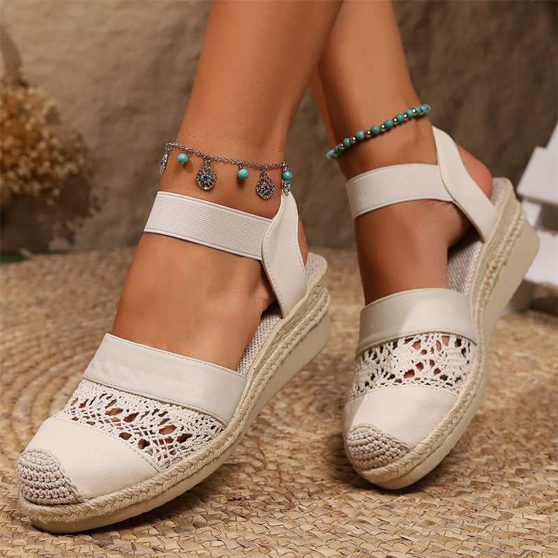  thdmladies Women's Bohemian Round Toe Wedge Heel Breathable Sandals thedmladies
