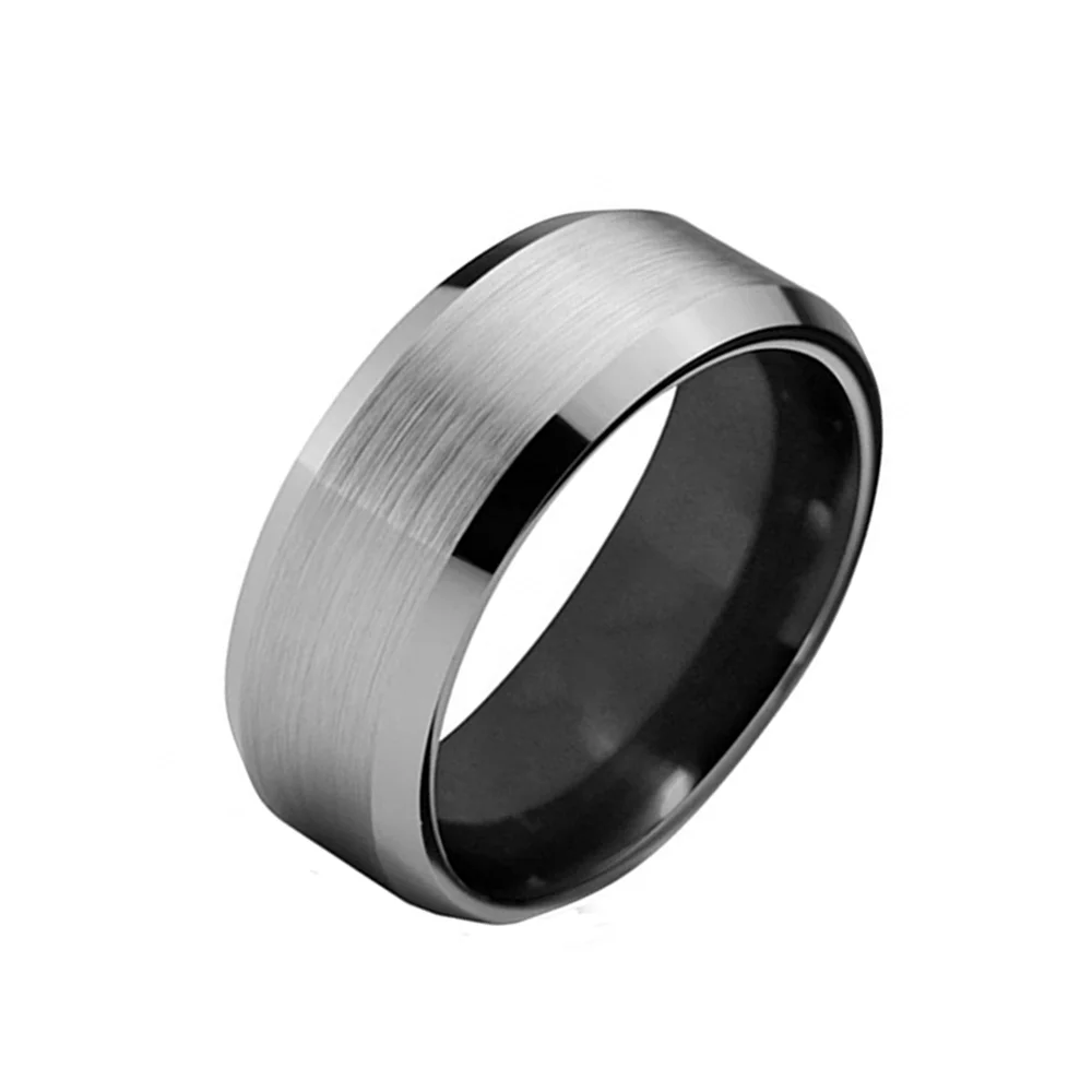 4MM 6MM 8MM 10MM Matte Brushed Men Tungsten Carbide Rings Beveled Edge Wedding