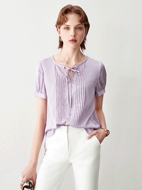 Blouse en soie à couleur de lavande 1