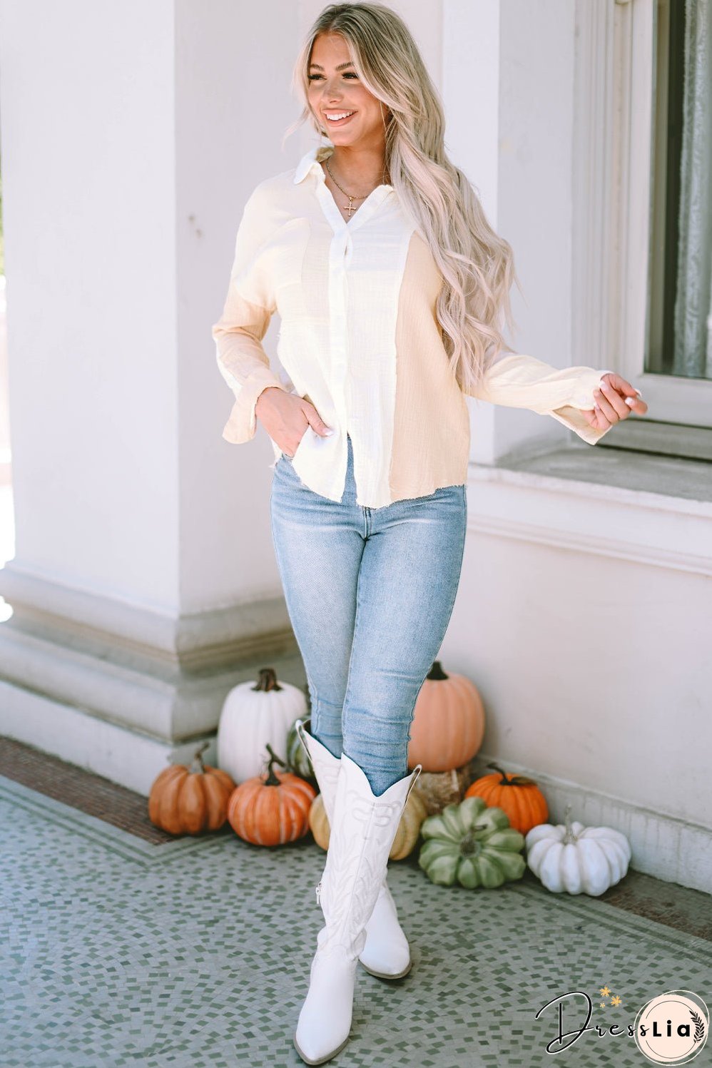 Raw Hem Textured Shirt