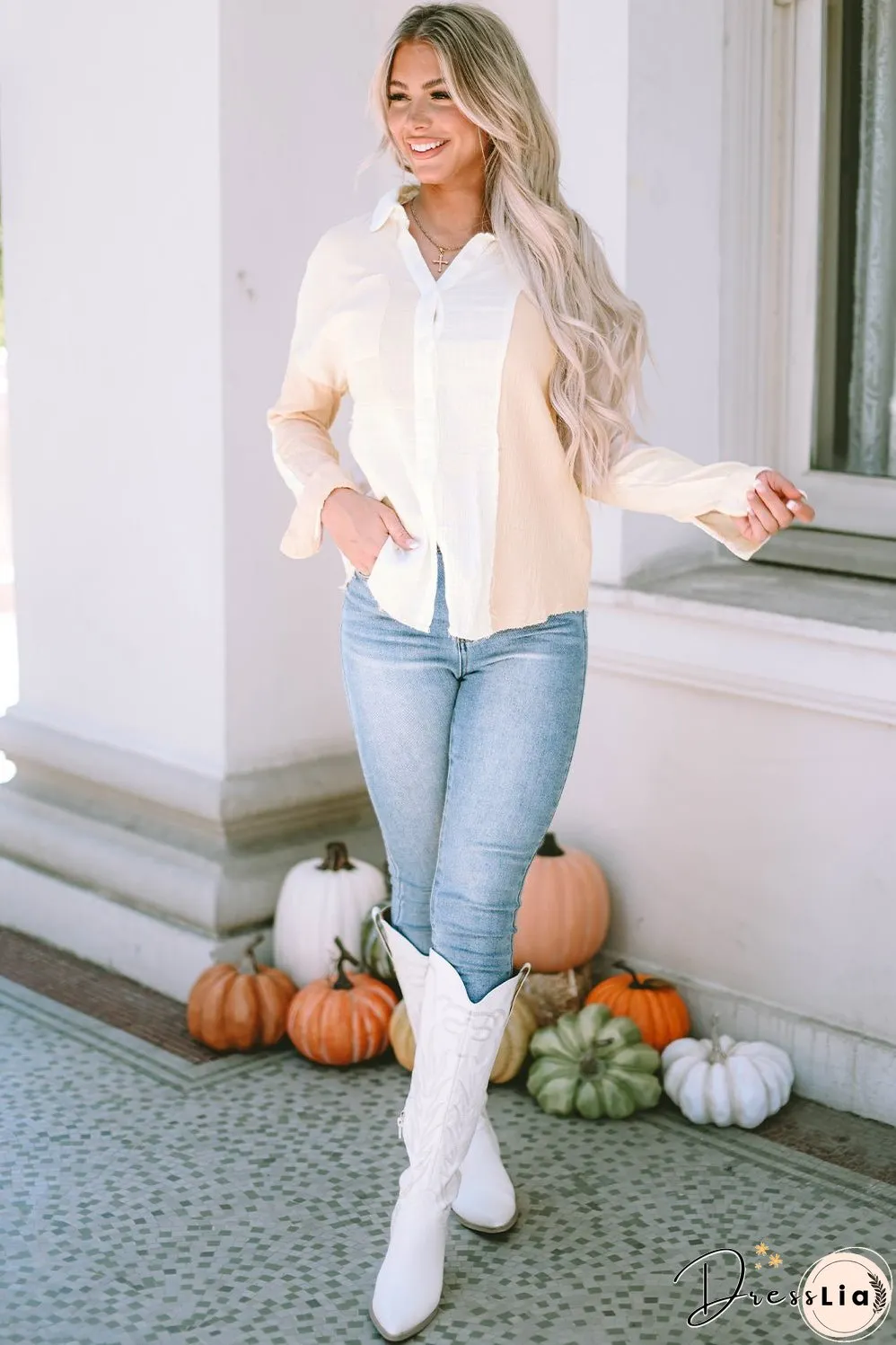 Raw Hem Textured Shirt