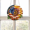 Diamond Painting Single-Sided Acrylic Sunflower and Flag Hanging Pendant Sun Catcher for Home Garden Wall Door