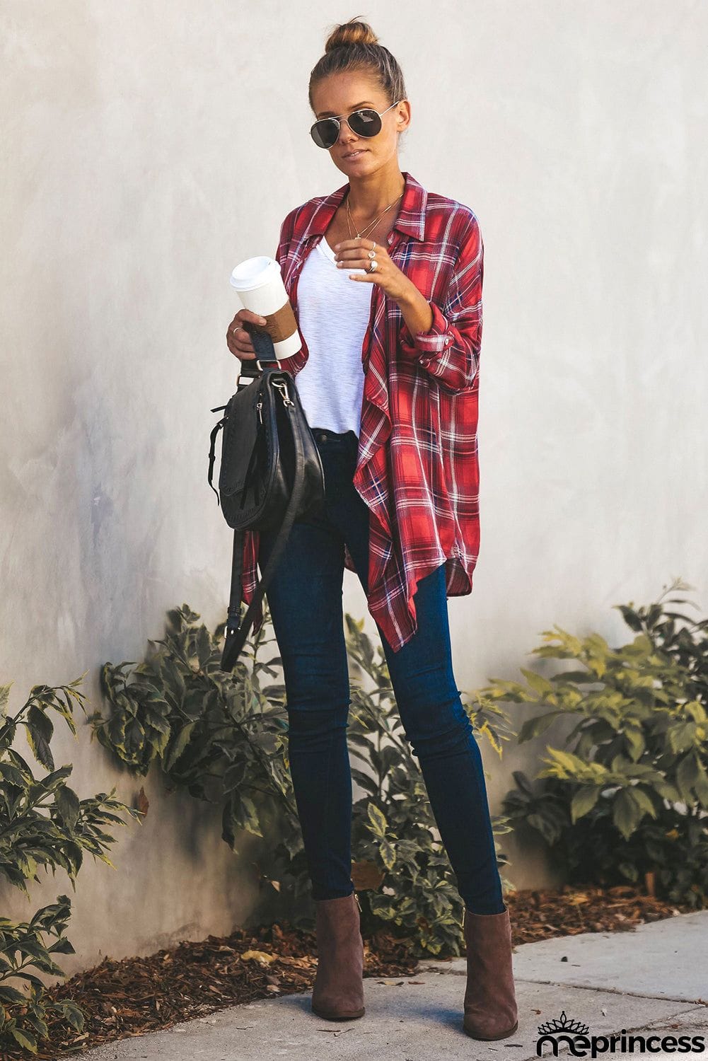 Plaid Drape Cardigan