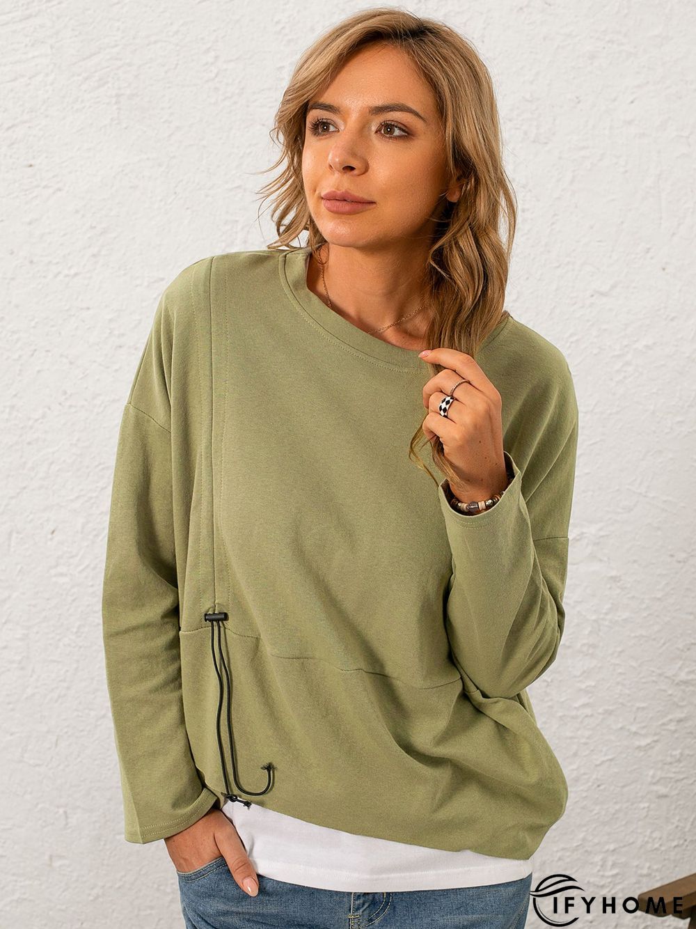 Casual Solid Crew Neck Sweatshirt | IFYHOME