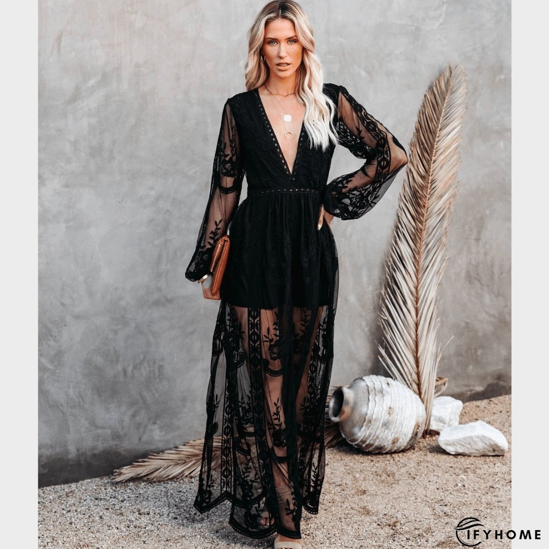 Boho Lace Maxi Dress Party Holiday Dress | IFYHOME