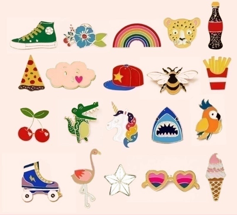 5 Pieces Cute Pin Geometric Rainbow Heart Shape Alloy Enamel Women’S Brooches