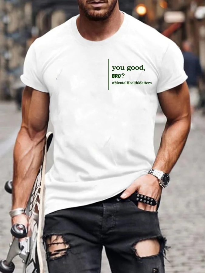 Men'S Mental Health Print Casual T-Shirt socialshop