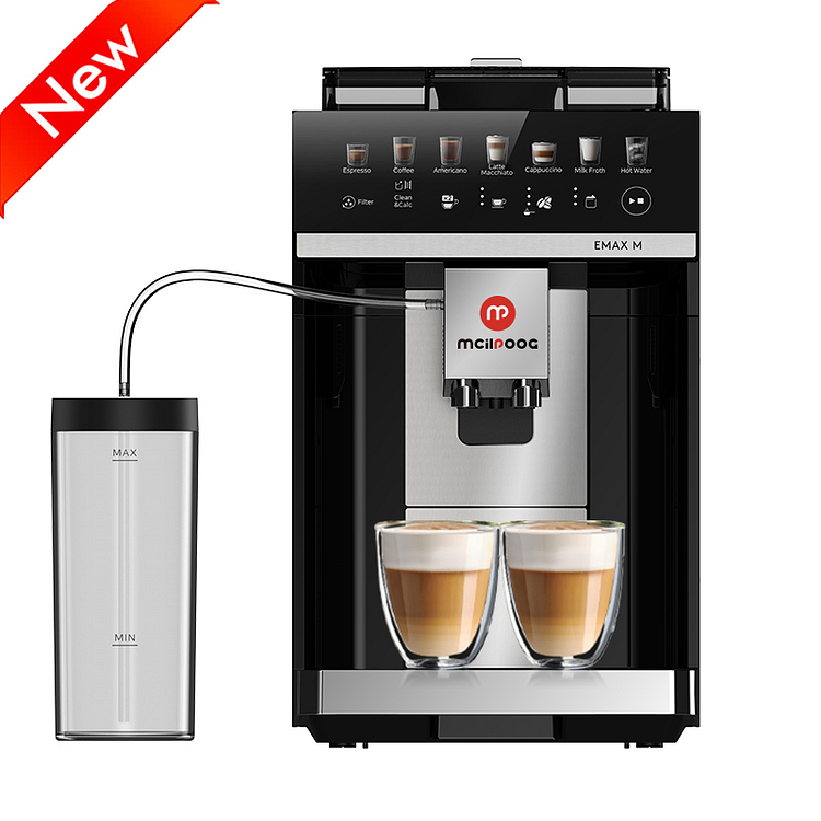 Mcilpoog M3 super automatic coffee machine with 15Bar pressure, espresso machine can make 7 kinds of drinks with one click of bean flour, easy to clean and easy to clean