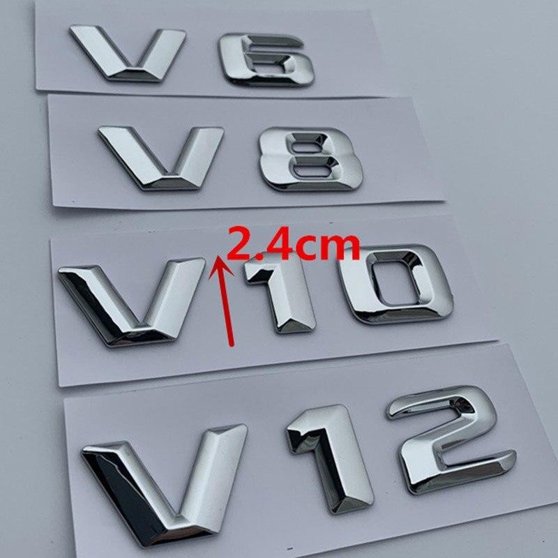 V6 V8 V10 V12 Letter Number Chrome Emblem Logo for Mercedes Benz C200 E300 Car Styling Fender Discharging Capacity Mark Sticker voiturehub dxncar