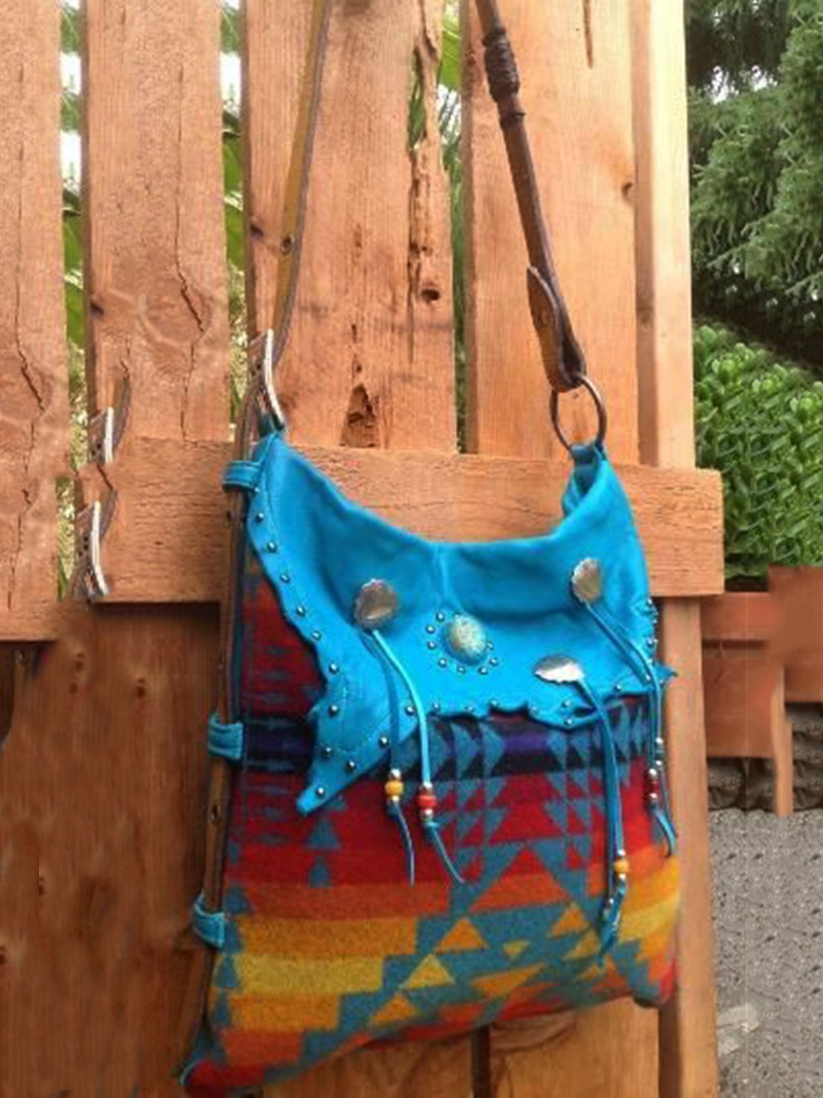 Blue Boho Linen Women's Bags