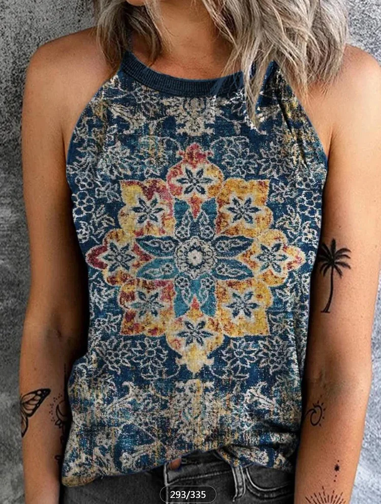 Women's Vintage Western Style Tank Tribal Print Tank Tops
