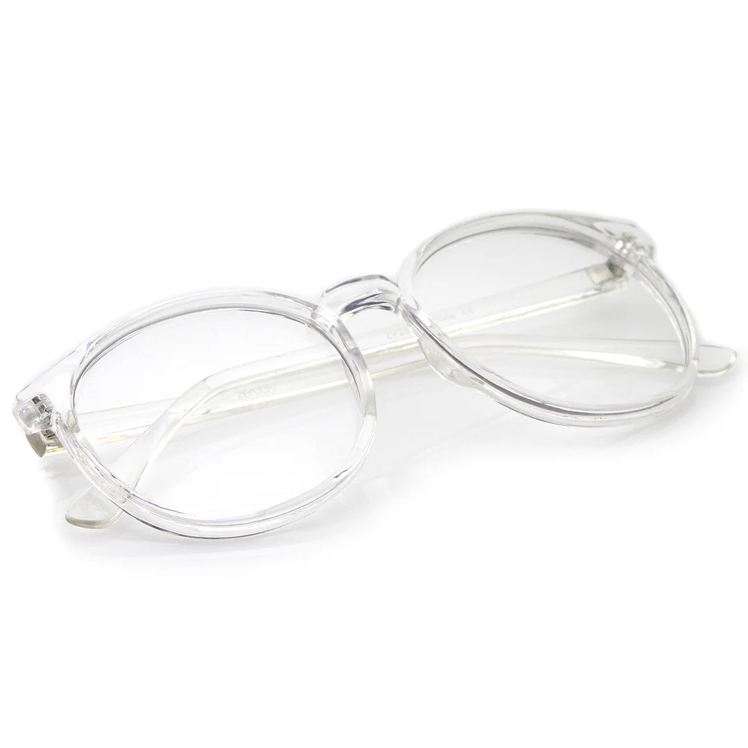 Classic P3 Horn Rimmed Clear Lens Round Eyeglasses 53mm