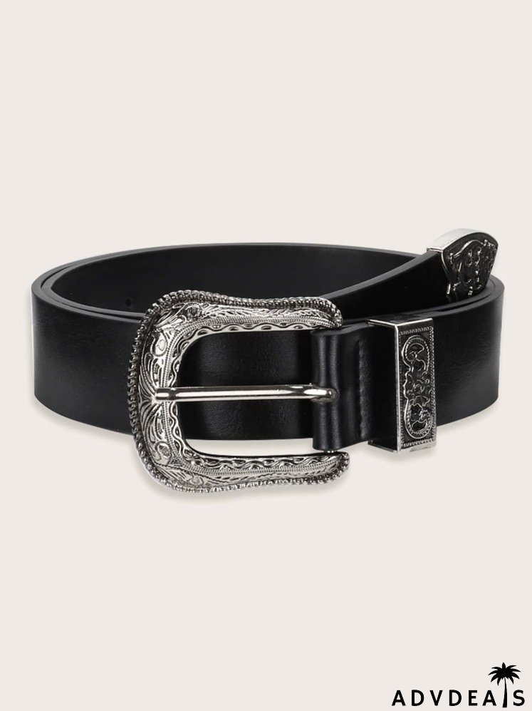 Floral Pattern Buckle Belt