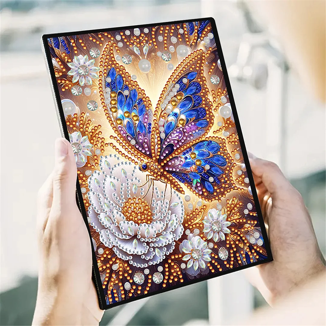 DIY Flower Diamond Painting Journals Notebooks 50 Pages A5 No Lines Special Shaped Diamond Art Kits for Beginners Craft Lovers and Artists (Butterflies Flowers)