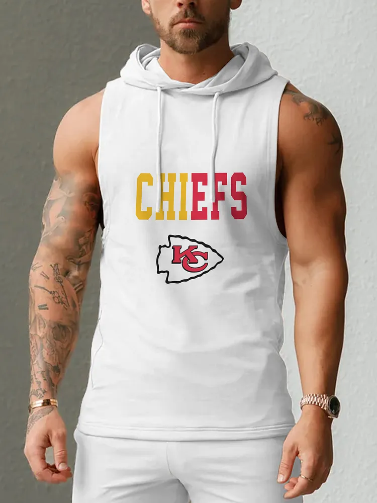 Kansas City Chiefs Men's  Casual Comfy Sleeveless Hooded Tank Top