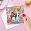 (US Local)6Pcs Parrot On Tree DIY Diamond Painting Greeting Card 5D Drill Painting Card