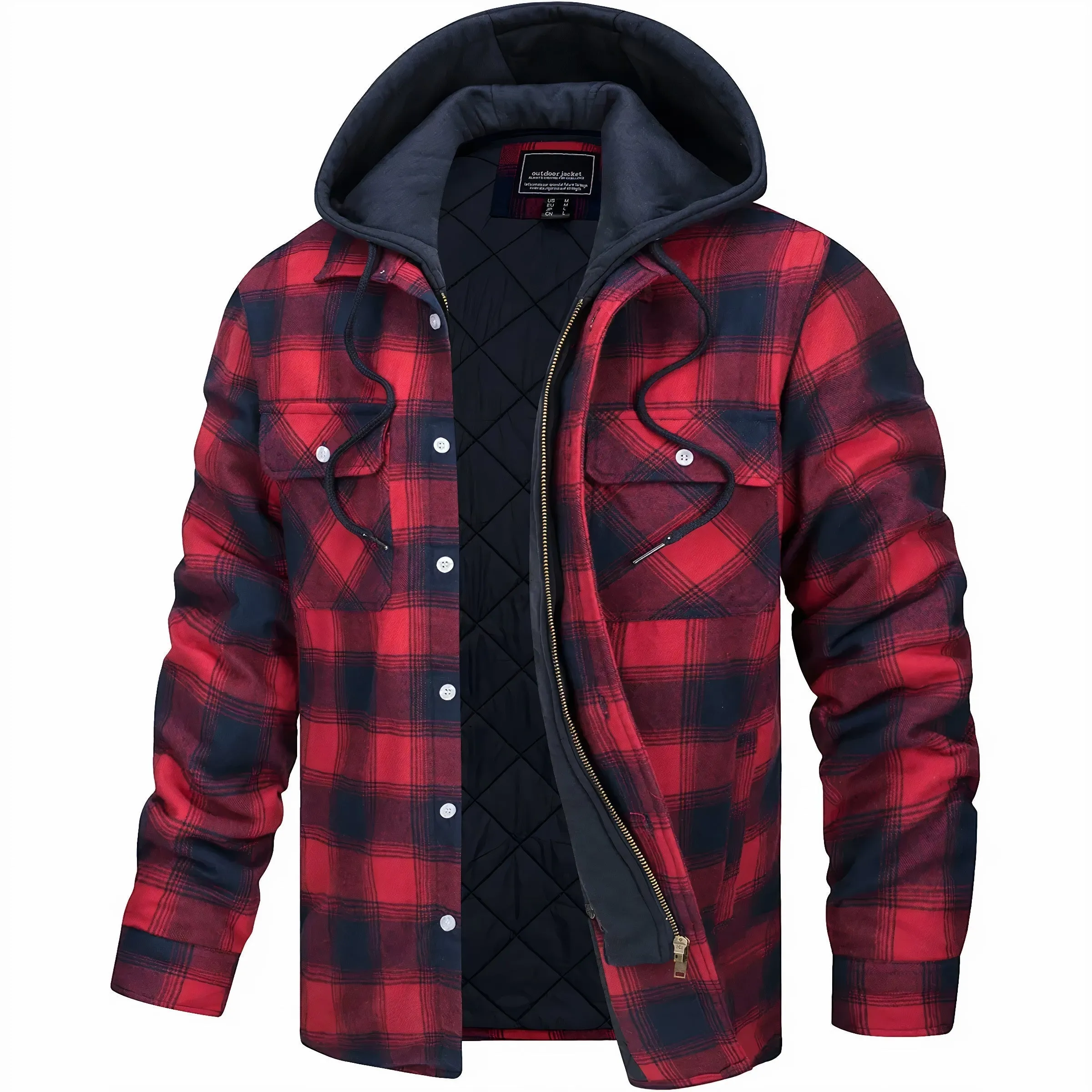 Men's Insulated Plaid Jacket &ndash; Lightweight Warm Winter Layer &ndash; Blue