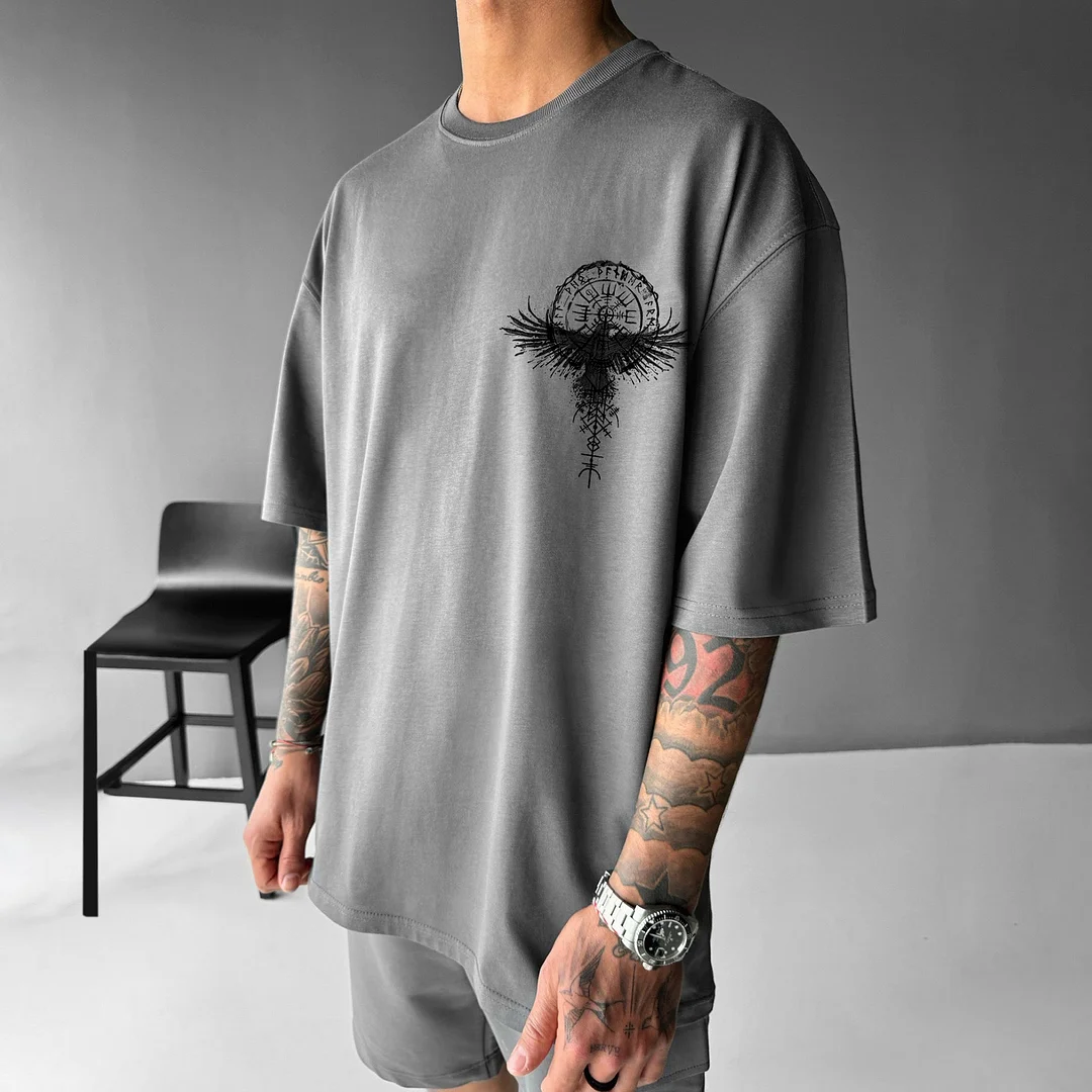 Unisex Casual Totem Print T-shirt