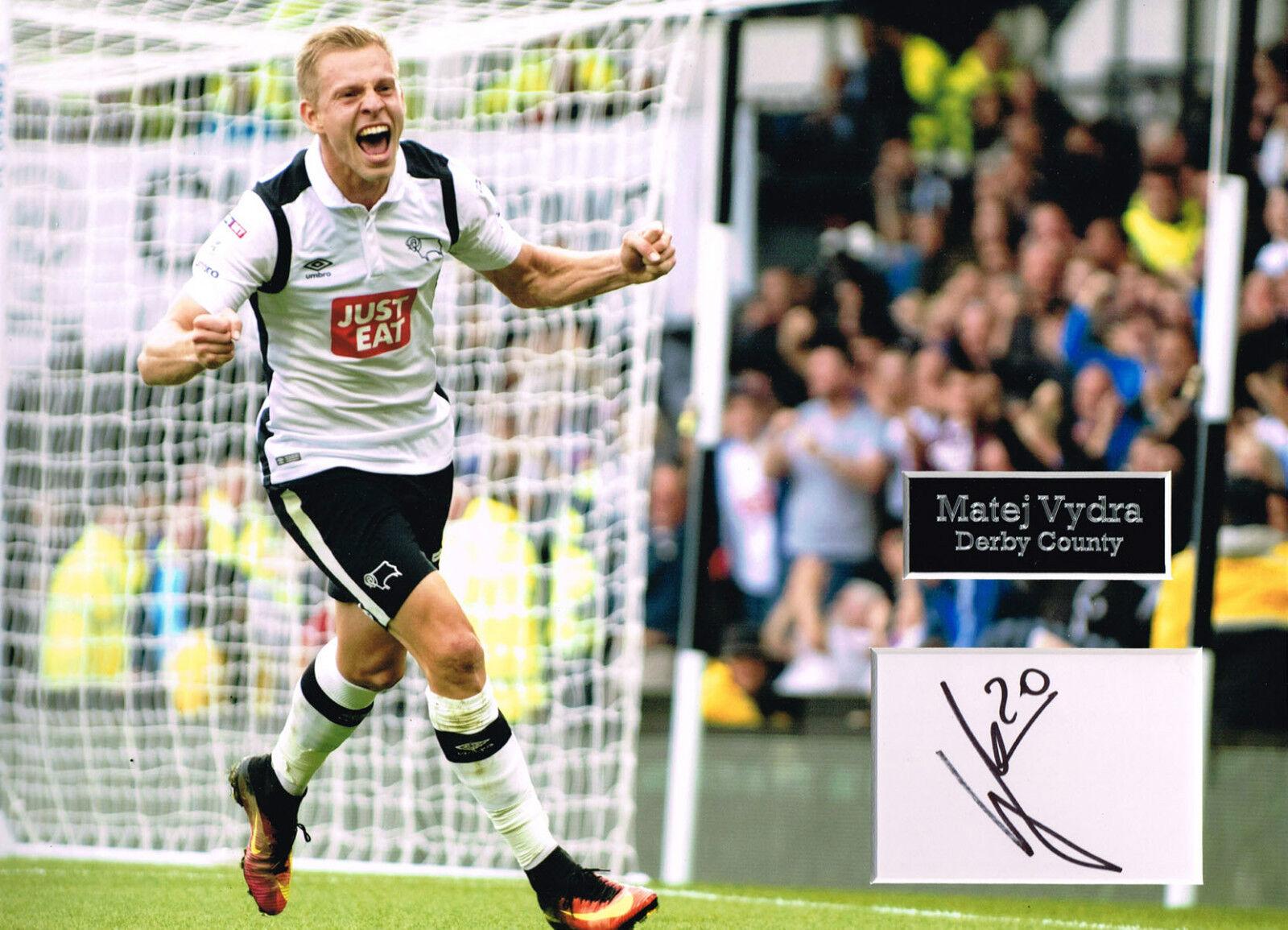 Matej VYDRA SIGNED Autograph 16x12 Photo Poster painting Mount AFTAL COA Derby County CZECH