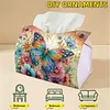 Garden Butterfly DIY PU Diamond Painting Tissue Box Kit Desktop Tissue Holder with Rhinestone Diamond Desk Decorative Tissue Box for Adults Desktop Storage Organizer