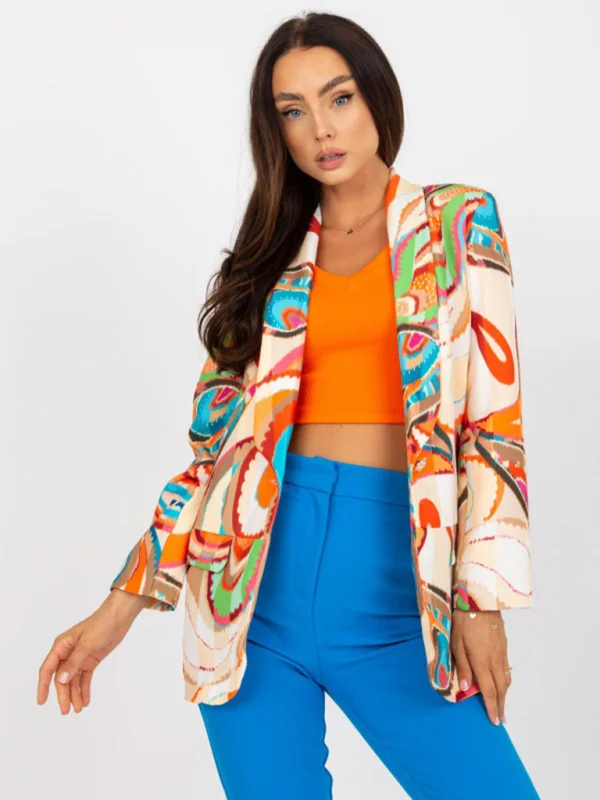 Colorful Pattern Lapel One Button Blazer Flusfy