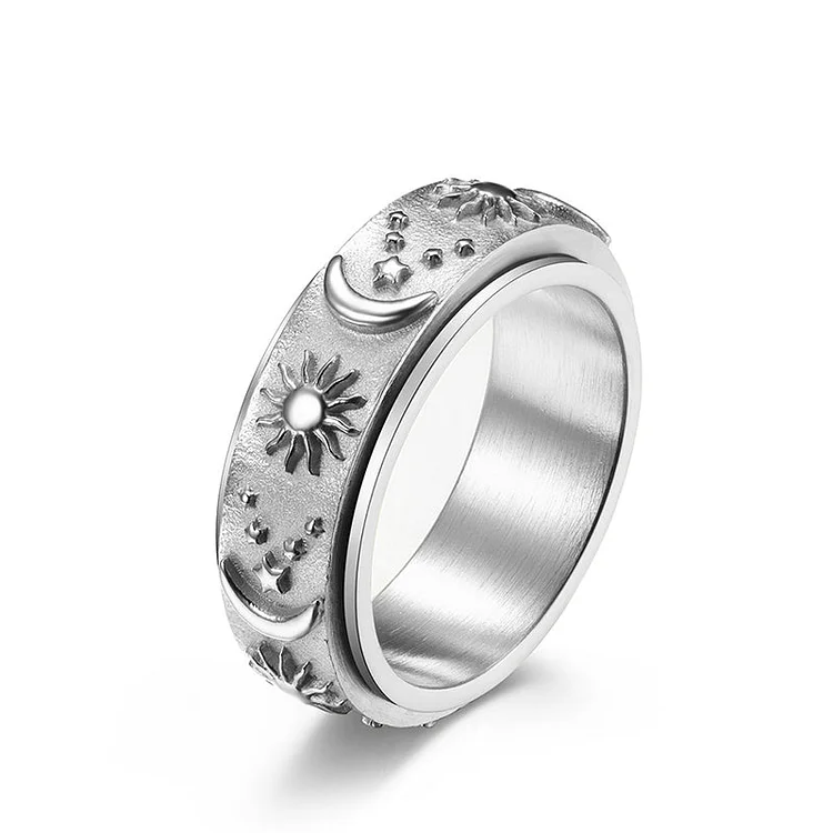  Moon Star Sun Spinner Anxiety Ring