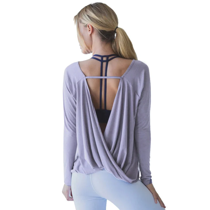 Quick-Dry Sports Fitness Long Sleeve Backless Blouses