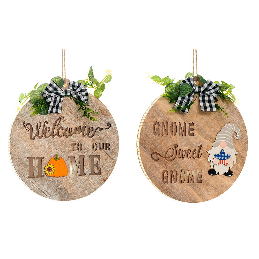 

Christmas Luminous Faceless Gnome Interchangeable Round Door Hanging Plaque, 501 Original