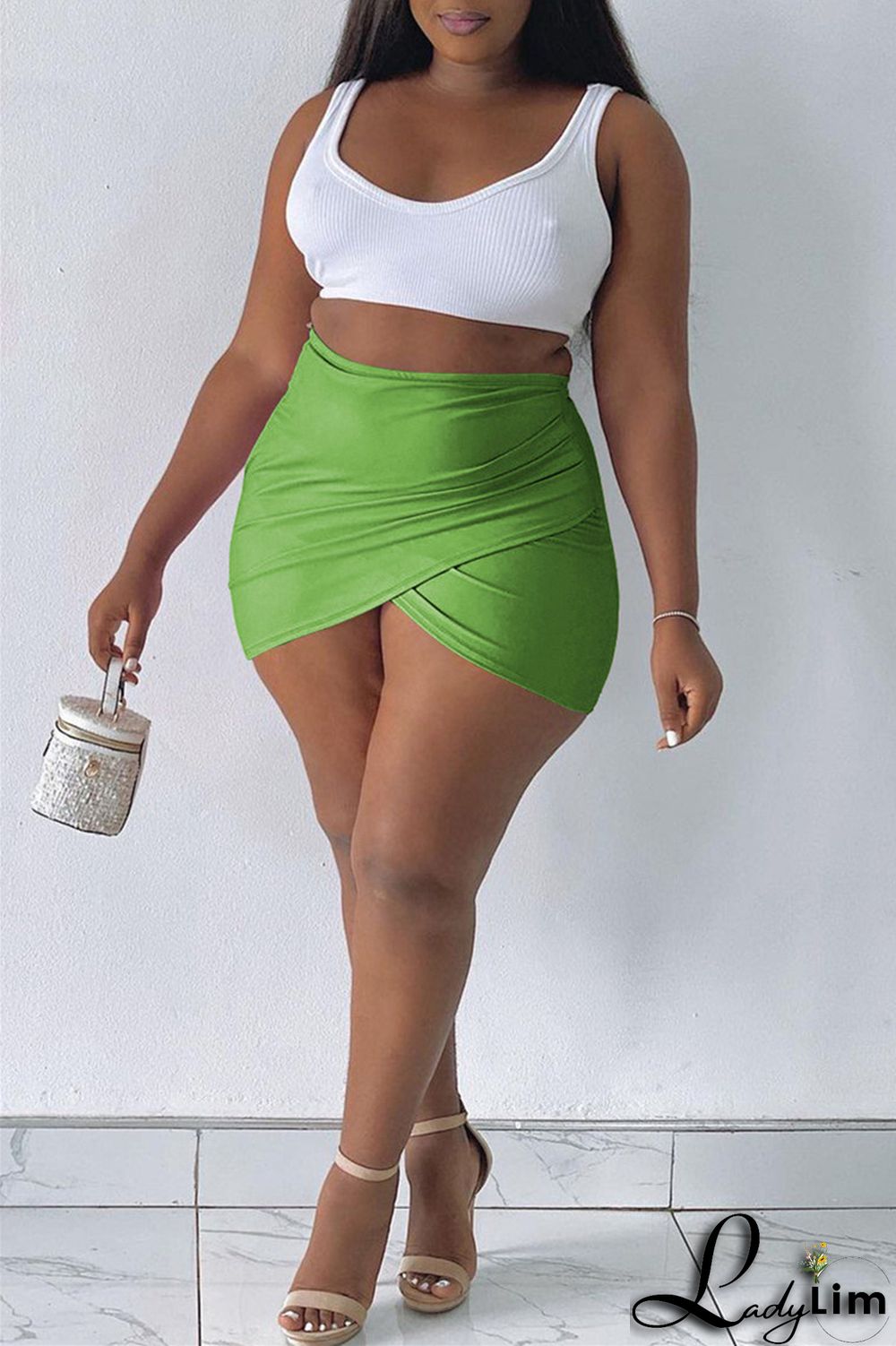 Blue Fashion Casual Solid Patchwork Regular High Waist Skirt