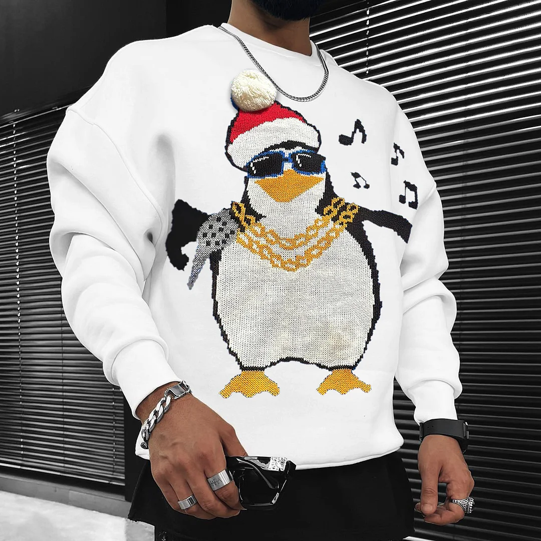 Oversize Christmas Crew Neck Pullover Sweatshirt、、URBENIE