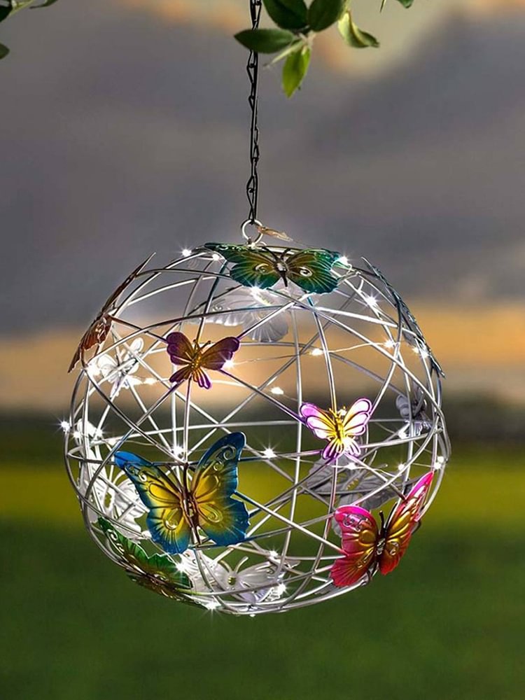 Solar Luminous Butterflies Round Ball Light Outdoor Waterproof Garden Lamp