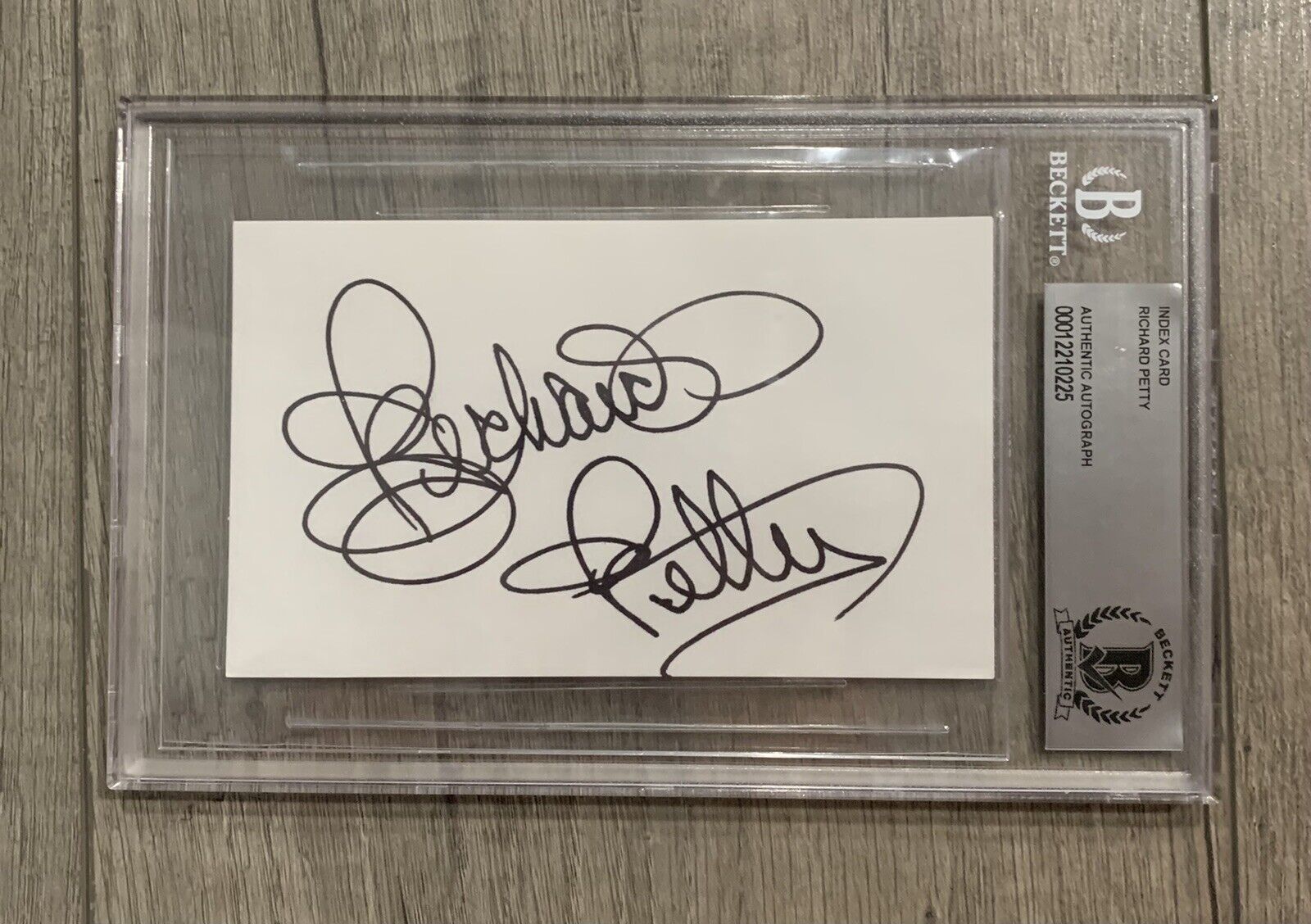 richard petty signed autographed slabbed cut beckett bas coa racing