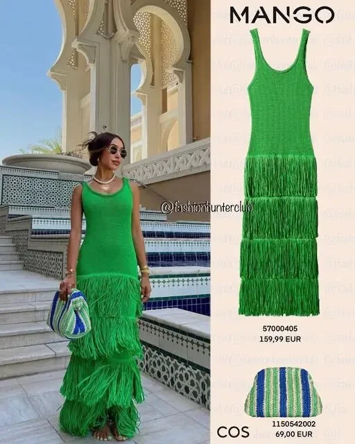 Colourp New Street Style Fashion Knitted Dress Solid Bottom Fringe Knitted Slim Fit Party Casual Dress