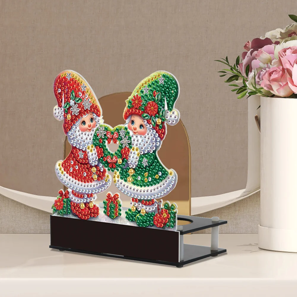 5D DIY Wreath Gnome Diamond Art Mini Candle Holder for Aromatherapy Art Crafts