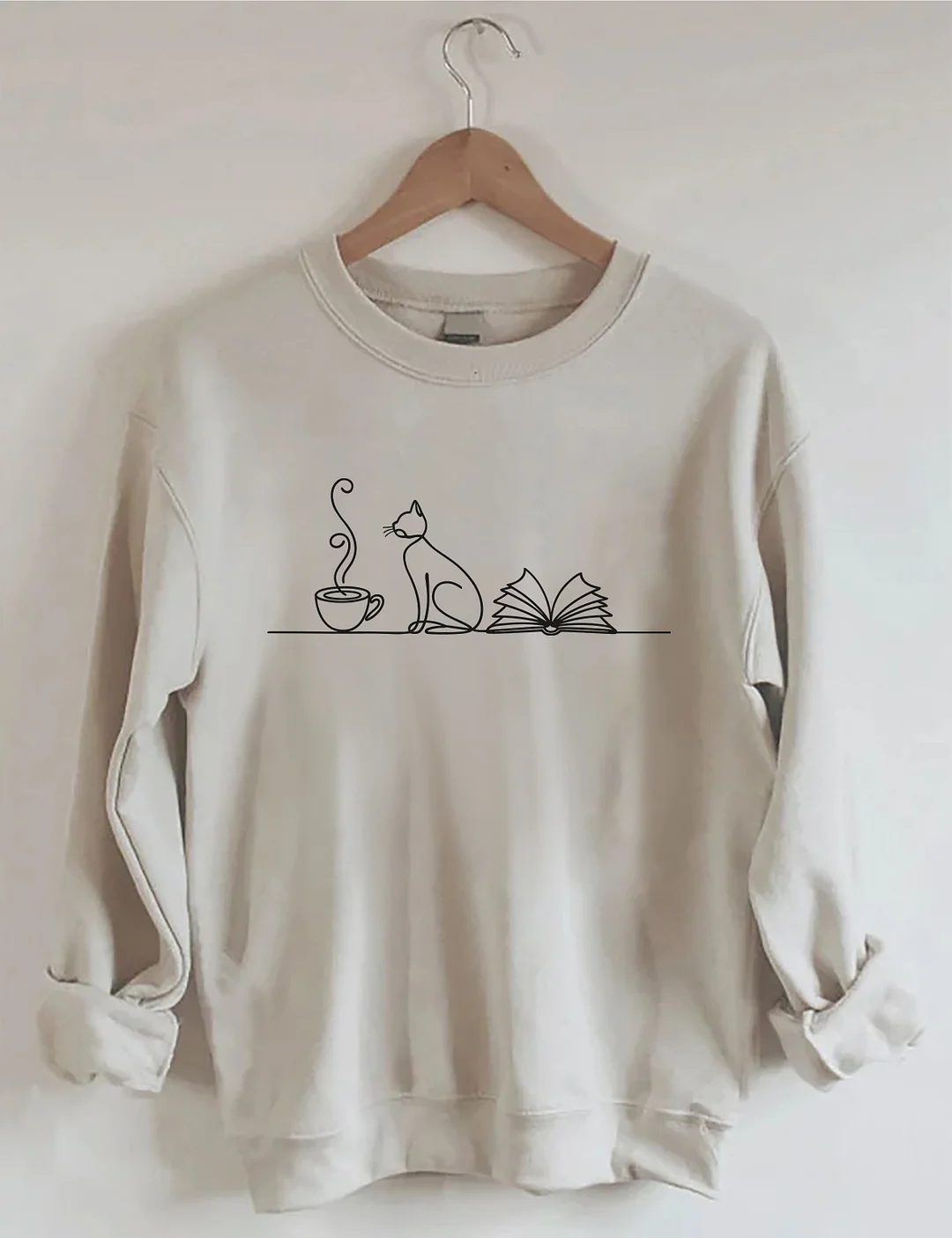 Coffee Cats And Books Lover Sweatshirt
