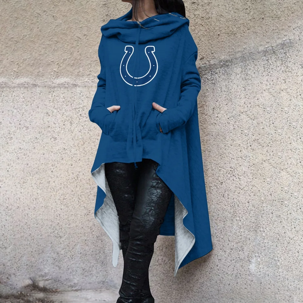 Fashionable Print Irregular Long Sleeve Sweatshirt