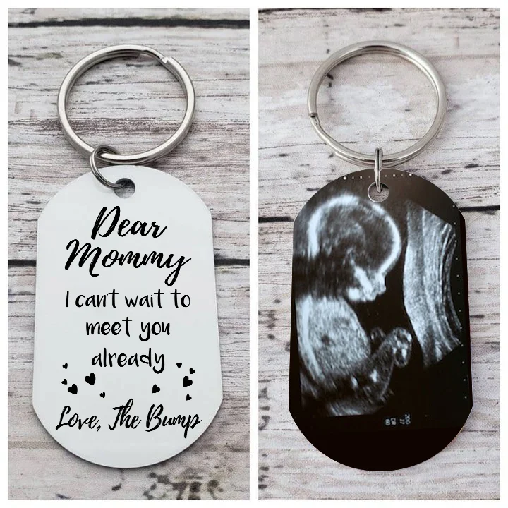 Personalized Photo Keychain Pregnant Newborn Keychain Gifts for Mommy/Mummy - I Can't Wait To Meet You Already