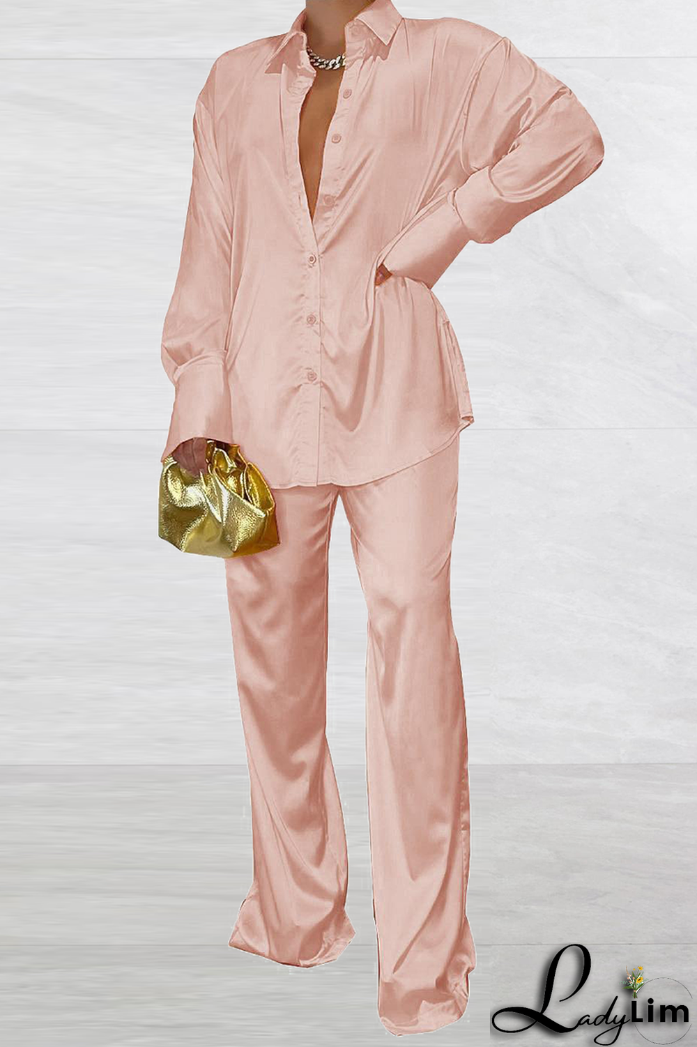 Coffee Casual Solid Patchwork Turndown Collar Long Sleeve Two Pieces