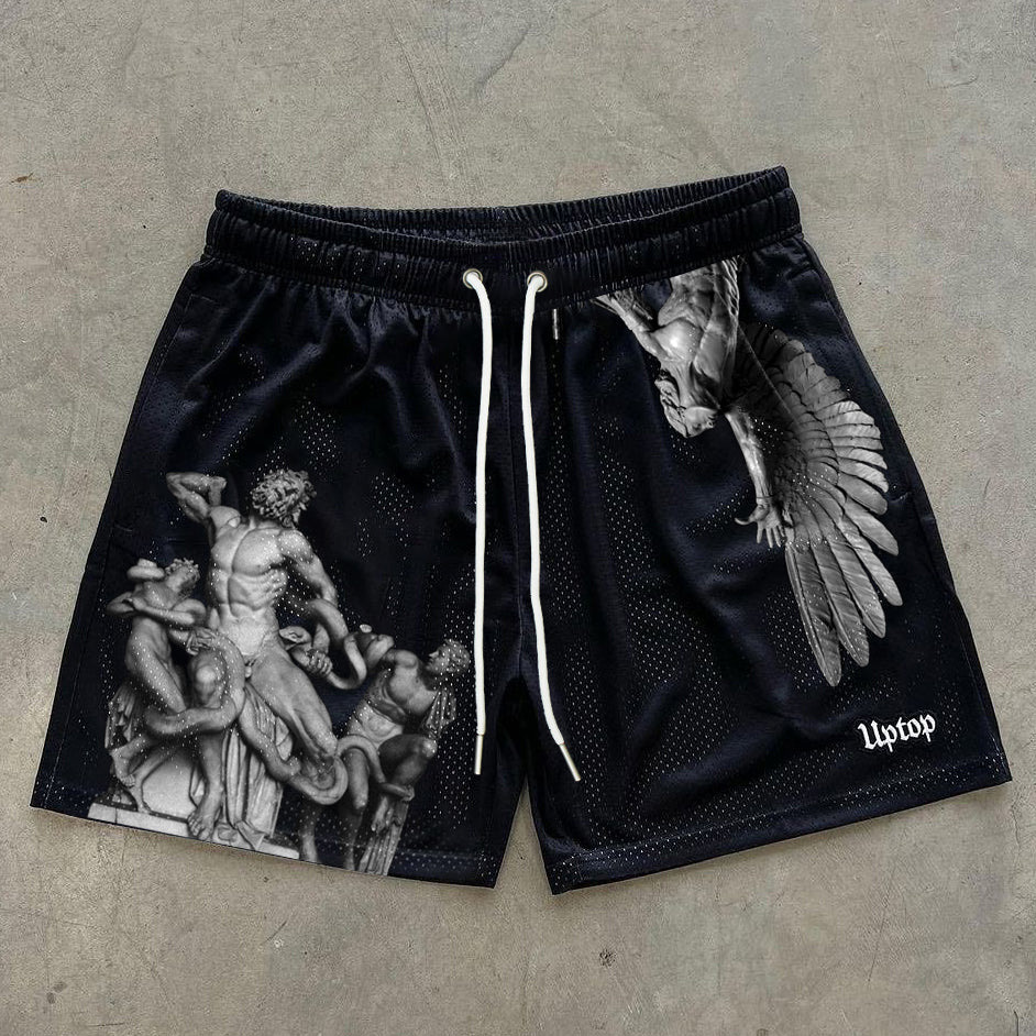 Sopula Literary Statue Printing Mesh Shorts - SOPULA